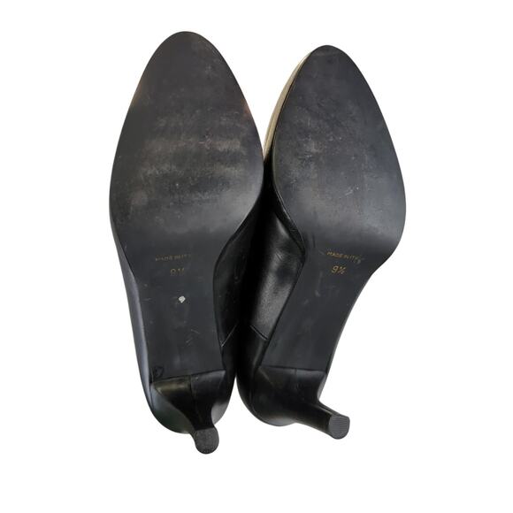 Carisma Black Leather Pumps Heels Platform Fur Poof Pom Women's‎ Size 9.5 - Picture 7 of 8